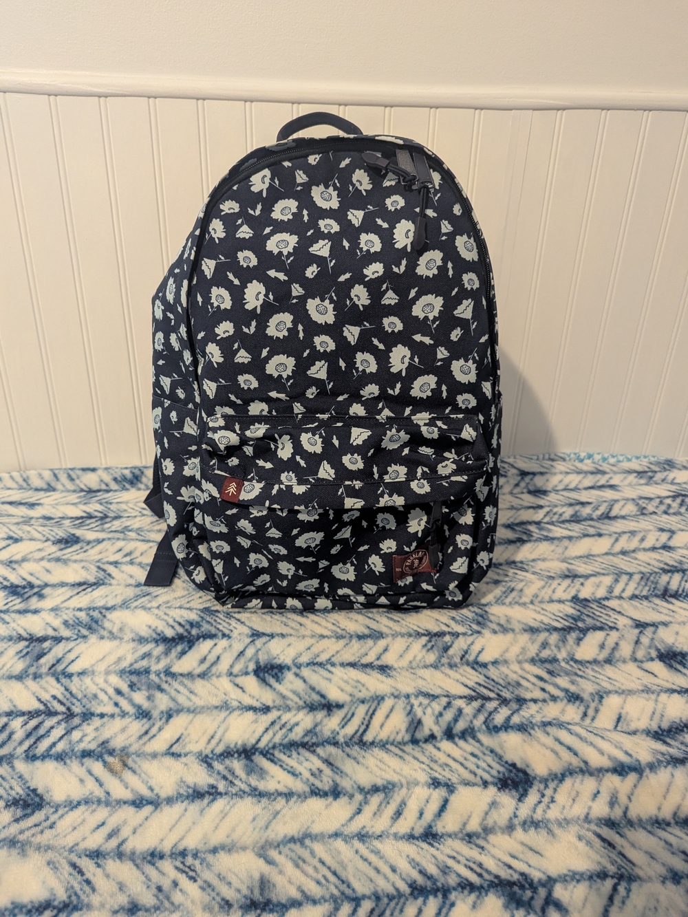 Navy Blue Floral Printed Backpack x1